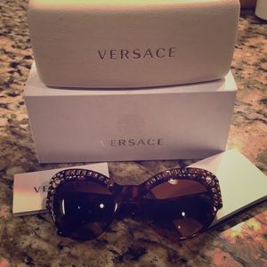Versace Cat Eye Havana Studded Sunglasses